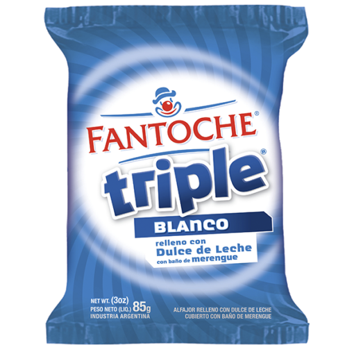 Alfajor "Fantoche" Triple Sugar Coated with Dulce de Leche  85g / 0.18lb.