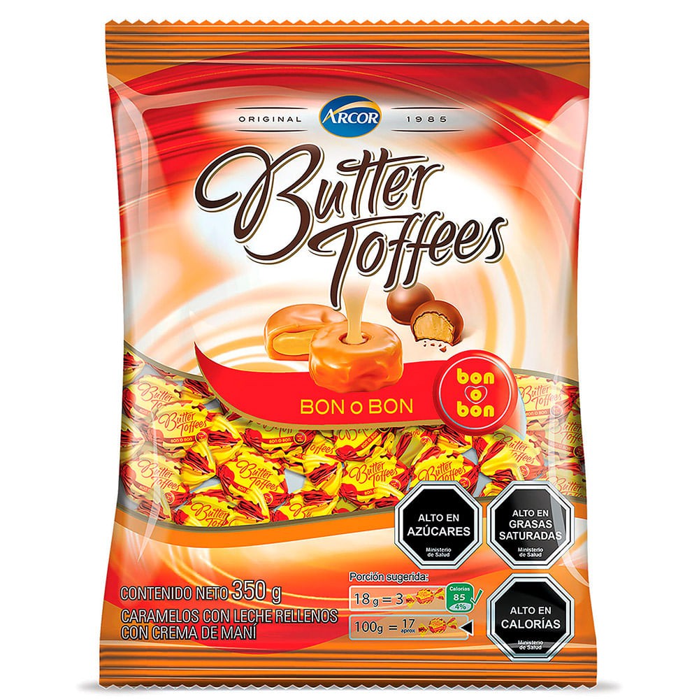 Arcor Butter Toffes Candies Caramel Flavor Bon o Bon 822g.