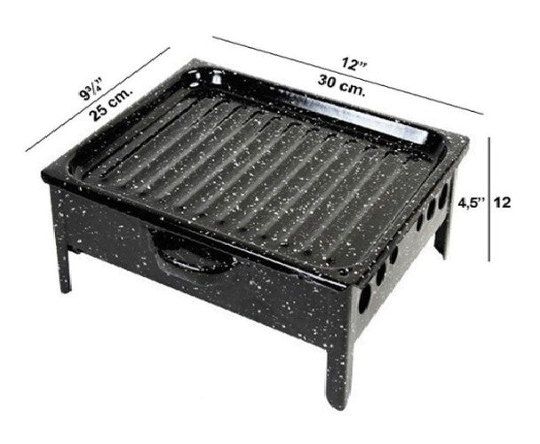 Brasero de Mesa Enlozado Parrilla de Asado Mini Hot Tray Meat Warmer.