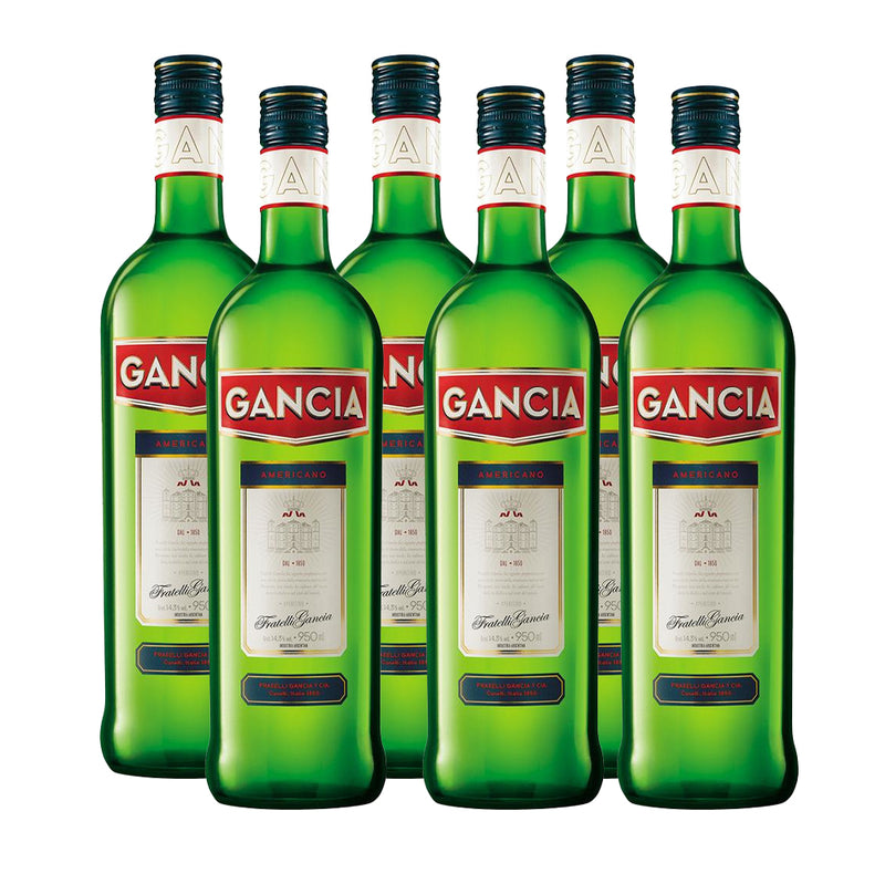 Gancia Americano 950 ml / 32.12 fl oz (box of 6 bottles).