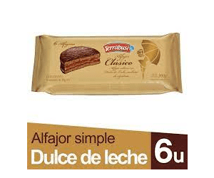 Alfajores "Terrabusi" Classic Milk Chocolate Alfajor Filled with Dulce de Leche 6u 252g / 0.55lb.