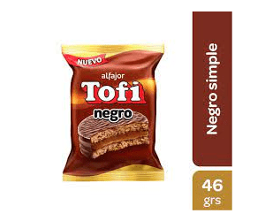 Alfajor "Tofi" Negro Milk Chocolate Alfajor Filled with Dulce De Leche 1u 45g / 0.1lb.
