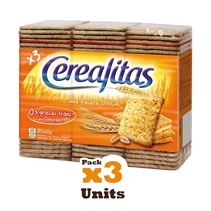 Cerealitas Wholegrain Crackers Galletitas, 200 g / 7.1 oz (Pack of 3).