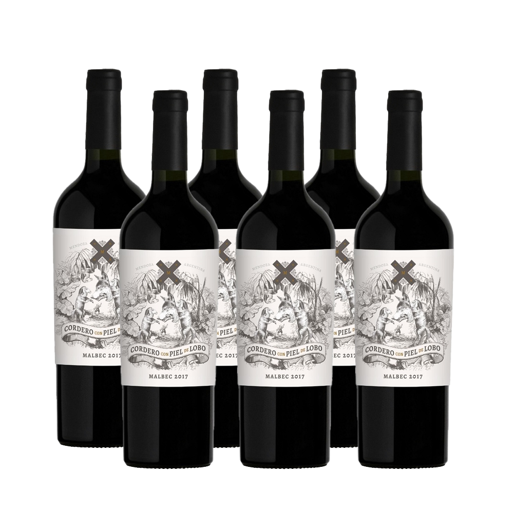 Cordero Con Piel de Lobo Malbec 750 ml (box of 6 bottles).