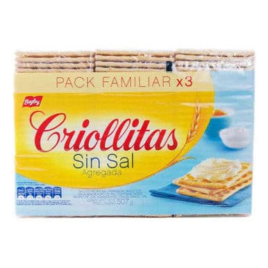 Criollitas Water Biscuits Sin Sal Galletitas No Added Salt, 1x3 pack 507 g / 17.9 oz - The Argentino.