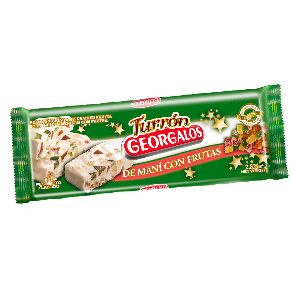 Turrón Georgalos Classic Penaut Nougat whith Fruits 120g.